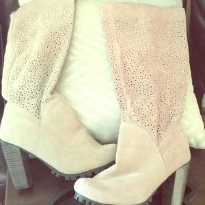 Light brown almost a light khaki color high boots